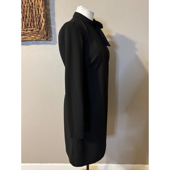 Calvin Klein Scuba Sheath Dress 6 Black Tie Neck Long Sleeve Career - Picture 5 of 12